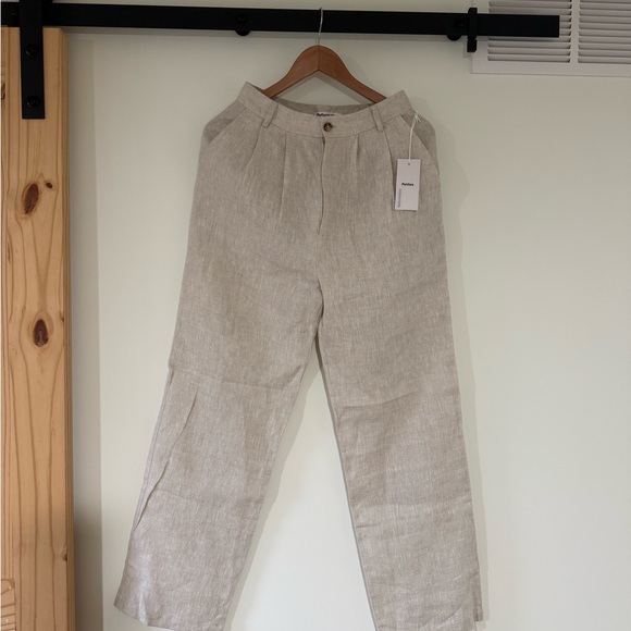 Reformation Pants - Reformation Light Beige Linen Pants